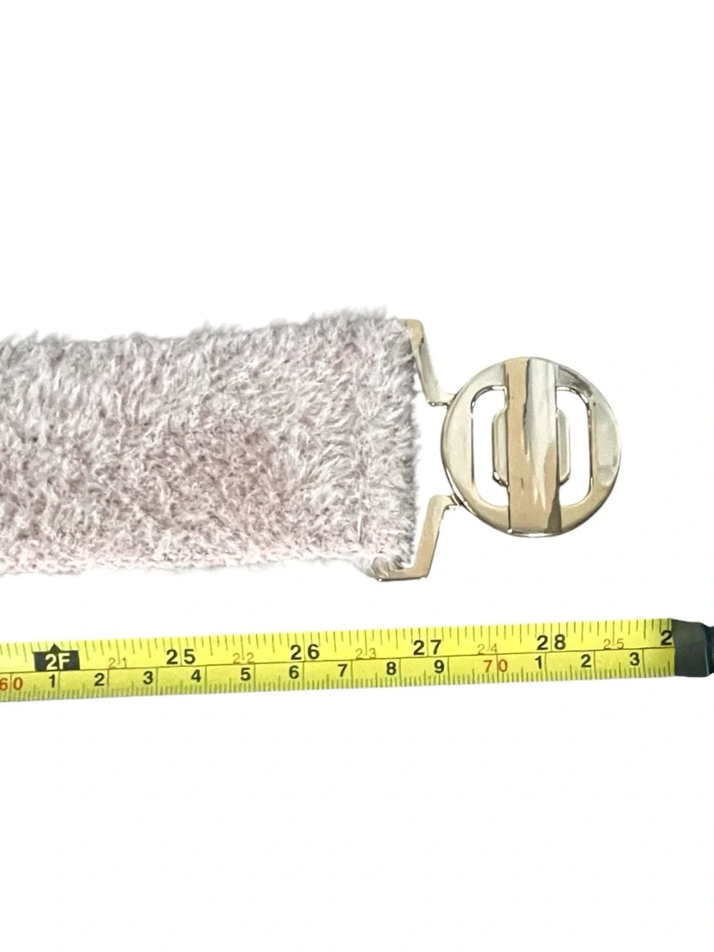 Fuzzy Stretch Waist Belt Gold Statement Buckle Soft Glam Boho Quiet Luxury